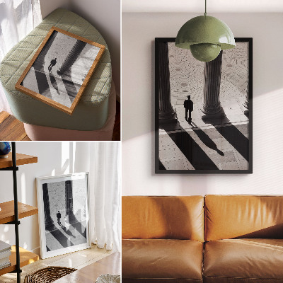 Impression sur toile ombres des colonnes d'architecture minimaliste