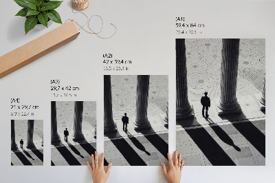Impression sur toile ombres des colonnes d'architecture minimaliste