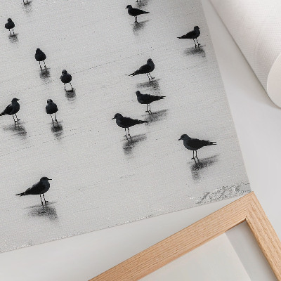 Affiche décorative Oiseaux au-dessus de l'eau, reflets subtils, minimalisme