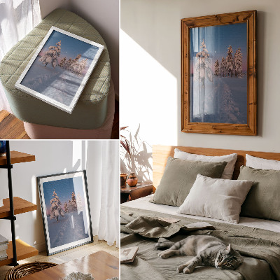 Décoration murale Paysage d'hiver avec des arbres enneigés et la lune