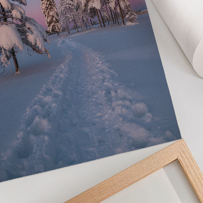 Décoration murale Paysage d'hiver avec des arbres enneigés et la lune