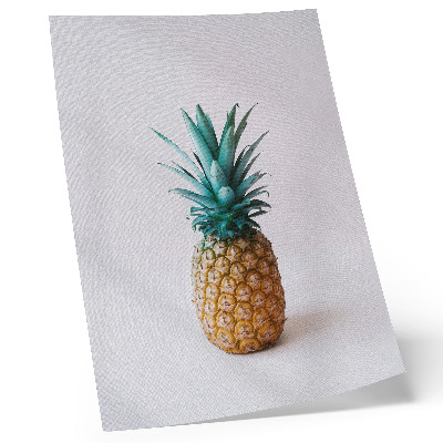 Décoration murale Ananas aux feuilles turquoise sur fond blanc