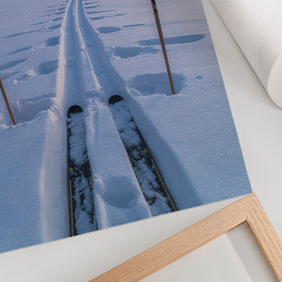 Impression sur toile silhouettes de montagnes sous un ciel blanc enneigé