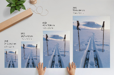 Impression sur toile silhouettes de montagnes sous un ciel blanc enneigé