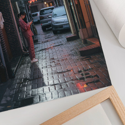 Impression sur toile ambiance nocturne des lanternes de rue en ville