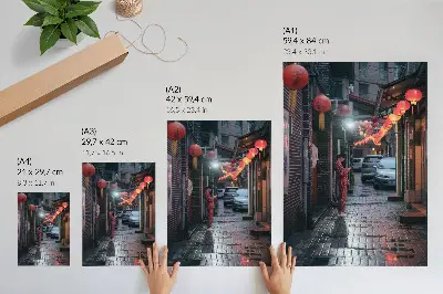 Impression sur toile ambiance nocturne de lanternes urbaines