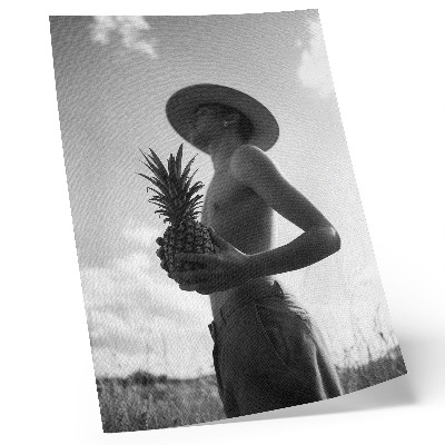 Affiche décorative Figure monochrome chapeau champ d'ananas