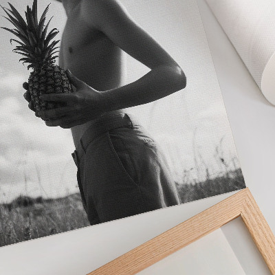 Affiche décorative Figure monochrome chapeau champ d'ananas