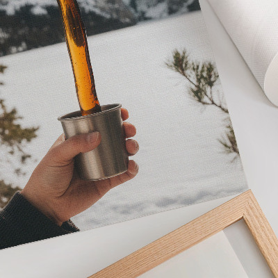Décoration murale Mug main substance ambrée montagnes neige