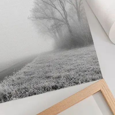 Affiche décorative brume subtile avec arbres dans un paysage d'hiver à l'atmosphère paisible
