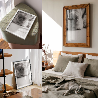 Affiche décorative Gros plan d'un chien, texture minimaliste en noir et blanc