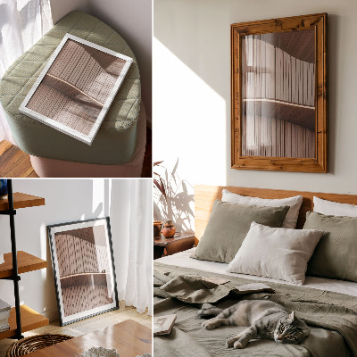 Impression sur toile panneaux de bois modernes beige clair