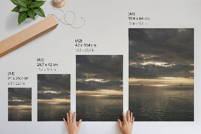 Affiche décorative Mer, nuages, rayons de soleil, vue magnifique