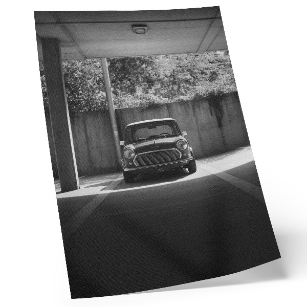 Décoration murale Voiture classique noire et blanche dans le garage