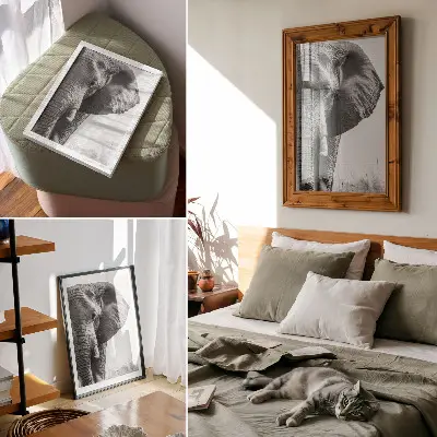 Affiche décorative Ambiance monochrome cuir froissé élégance
