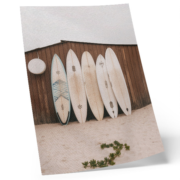 Impression sur toile Planches de surf, mur en bois, vert délicat