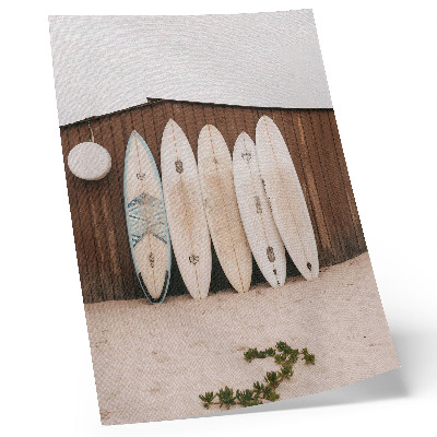 Impression sur toile Planches de surf, mur en bois, vert délicat