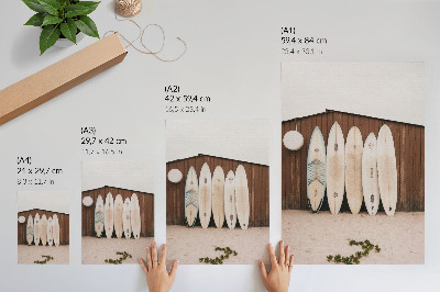 Impression sur toile Planches de surf, mur en bois, vert délicat