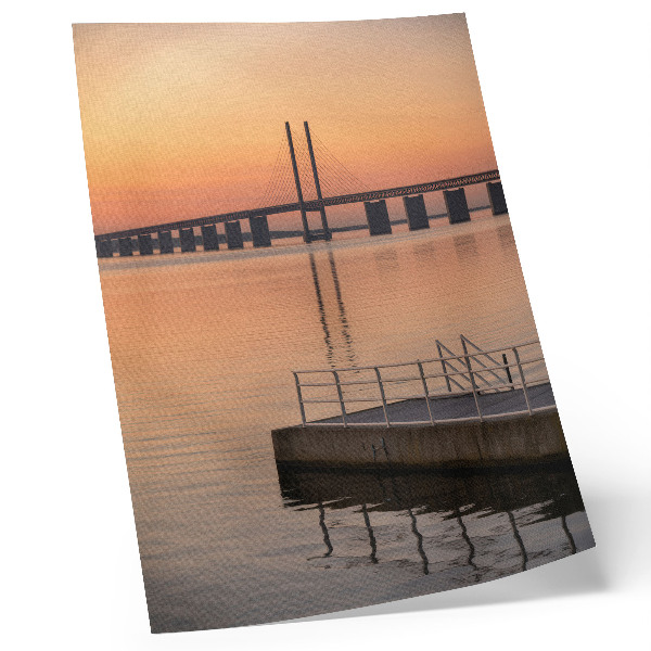 Impression sur toile Pont au coucher du soleil, minimalisme, teintes chaudes