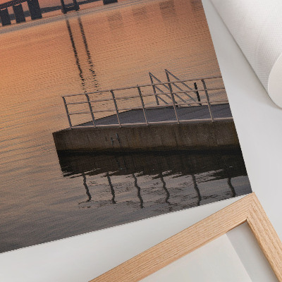 Impression sur toile Pont au coucher du soleil, minimalisme, teintes chaudes