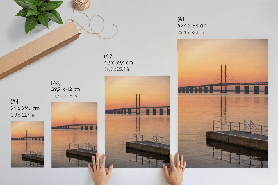Impression sur toile Pont au coucher du soleil, minimalisme, teintes chaudes
