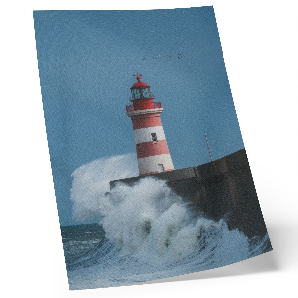Affiche décorative Phare, ciel bleu, vagues de la mer