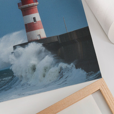 Affiche décorative Phare, ciel bleu, vagues de la mer