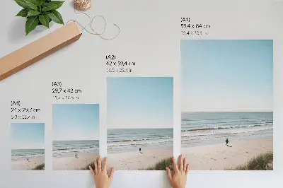 Affiche décorative plage avec mer calme et ciel bleu au design minimaliste et harmonieux