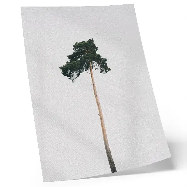 Impression sur toile représentant un arbre solitaire sur fond clair dans un esprit minimaliste