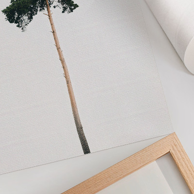 Impression sur toile Un arbre solitaire sur un fond clair, dans un esprit minimaliste.