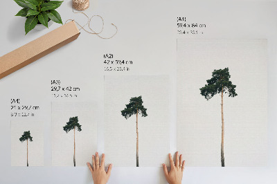 Impression sur toile Un arbre solitaire sur un fond clair, dans un esprit minimaliste.