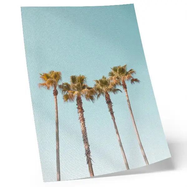 Impression sur toile palmiers sur fond bleu inspirant la paix et la nature en vacances
