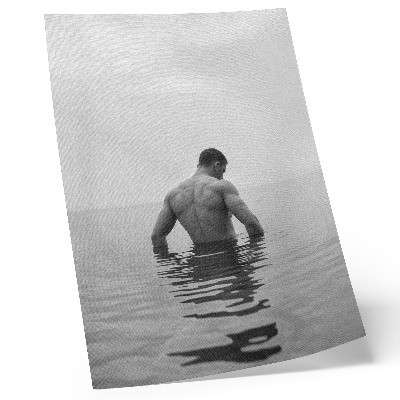 Affiche décorative homme à l'envers sur fond gris dans une eau calme