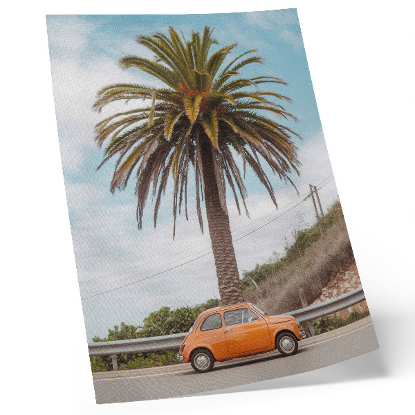 Impression sur toile voiture rétro palmier nature insouciante