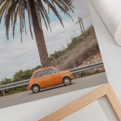 Impression sur toile voiture rétro palmier nature insouciante