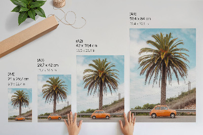 Impression sur toile voiture rétro palmier nature insouciante