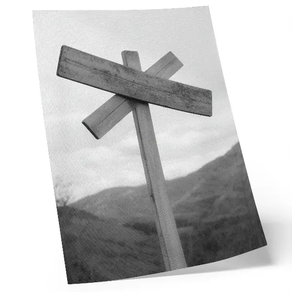 Impression sur toile représentant un paysage de montagne en noir et blanc
