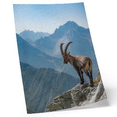 Impression sur toile Capricorne sur fond de montagnes, harmonie paisible de la nature