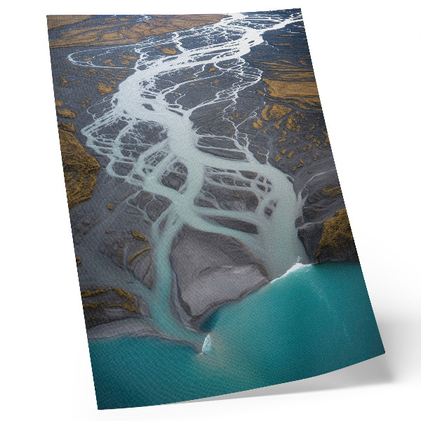Affiche décorative Lignes de rivière abstraites dans des tons de bleu