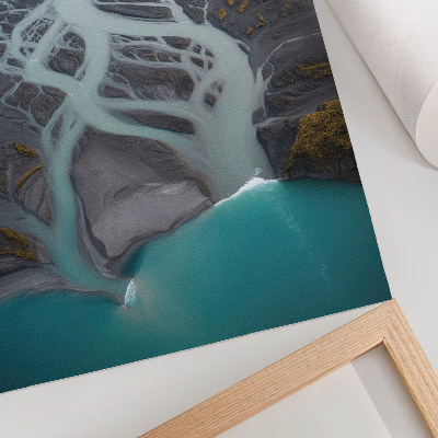 Affiche décorative Lignes de rivière abstraites dans des tons de bleu