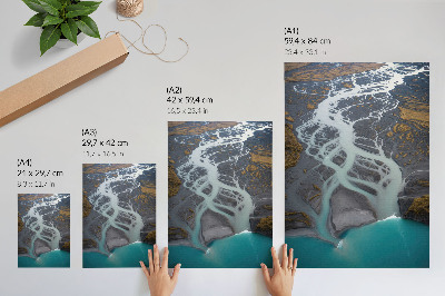 Affiche décorative Lignes de rivière abstraites dans des tons de bleu