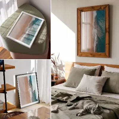 Décoration murale les vagues de l'océan rencontrant la plage dans un style minimaliste
