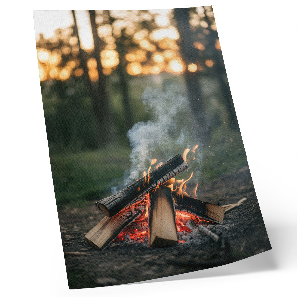 Impression sur toile Un feu de joie sur fond de forêt et de fumée