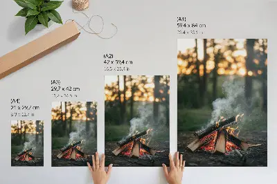 Impression sur toile un feu de joie sur fond de forêt avec de la fumée