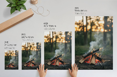 Impression sur toile Un feu de joie sur fond de forêt et de fumée