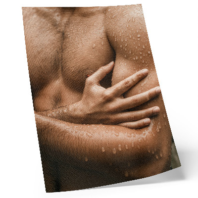 Affiche décorative Détails de la peau, gouttes d'eau, silhouette musclée