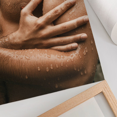 Affiche décorative Détails de la peau, gouttes d'eau, silhouette musclée
