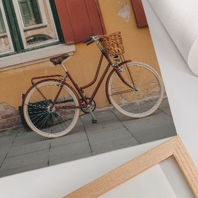 Affiche décorative Un vélo se détachant sur une façade rétro colorée