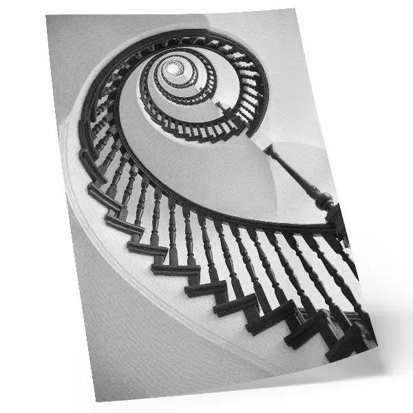 Décoration murale escalier en colimaçon au design moderne noir et blanc