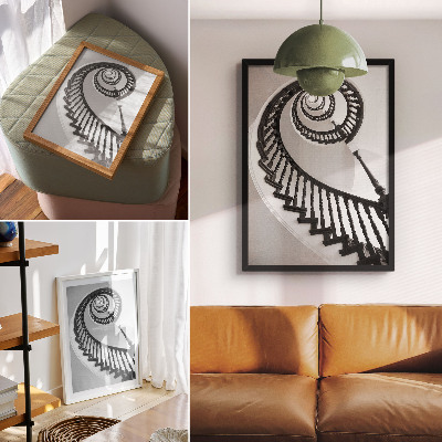 Décoration murale Escalier en colimaçon, élégance et modernité du noir et blanc
